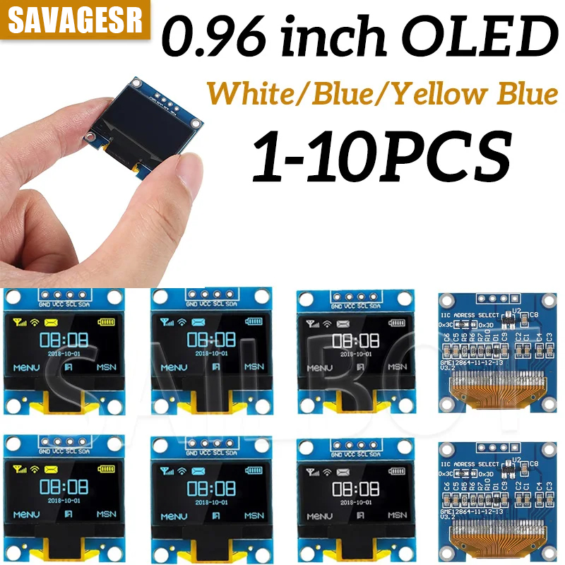 Oled Display 0.96 - 1-10PCS 0.96 นิ้วโมดูลจอแสดงผล OLED I2C IIC
