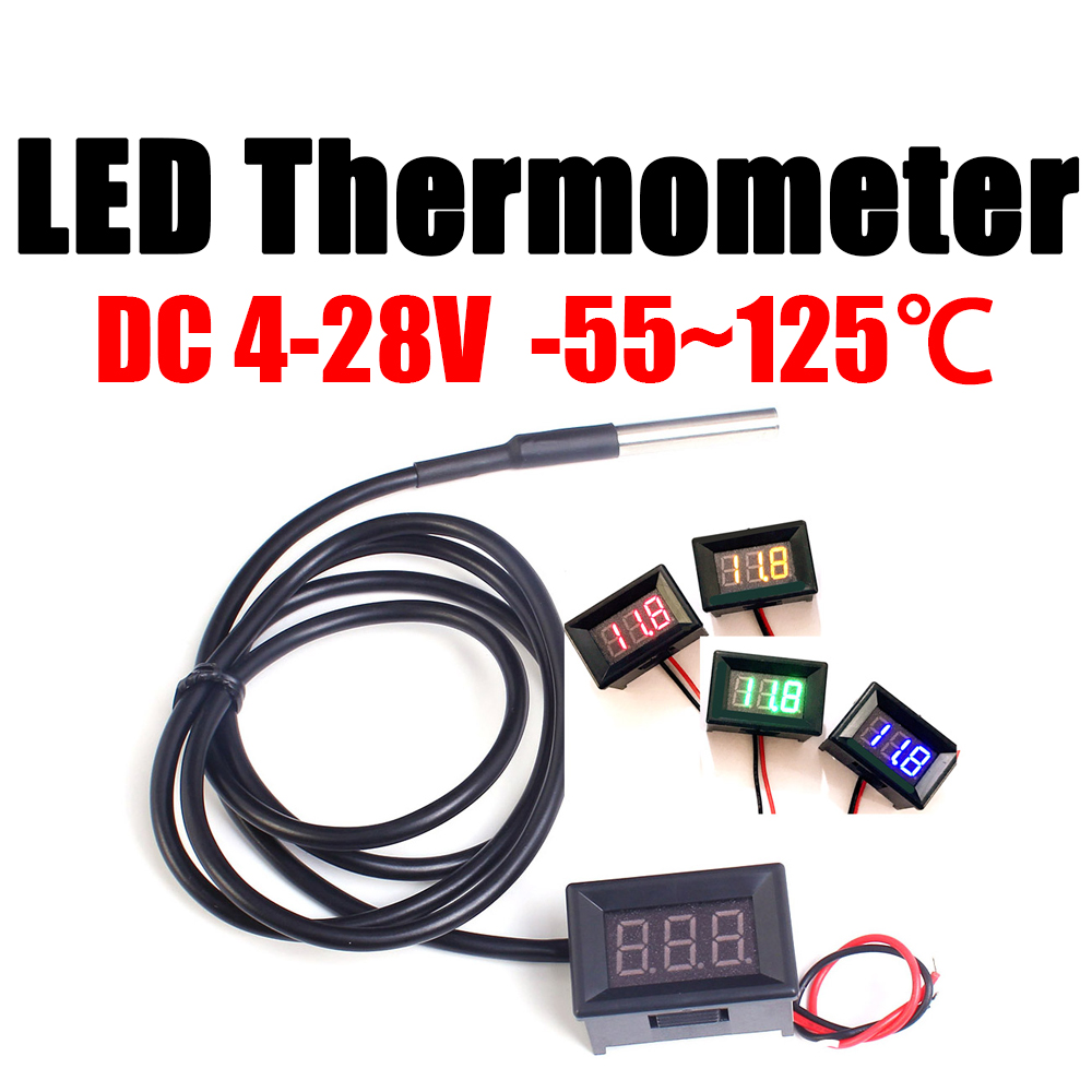 Ds18B20 - DC 12V 24V DS18b20 LEDดิจิตอลเครื่องวัดอุณหภูมิ-55 ~
